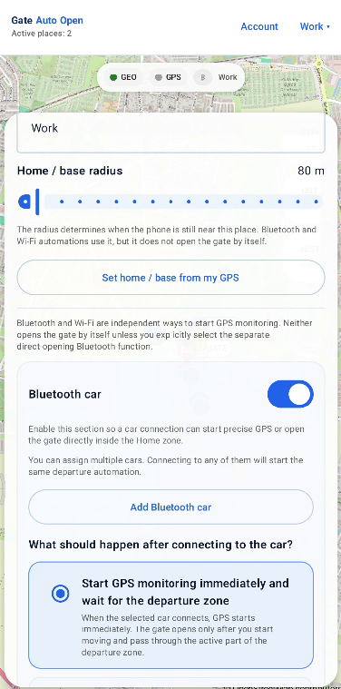 Ustawienia Dom / baza po zapisaniu Auto kreatora.