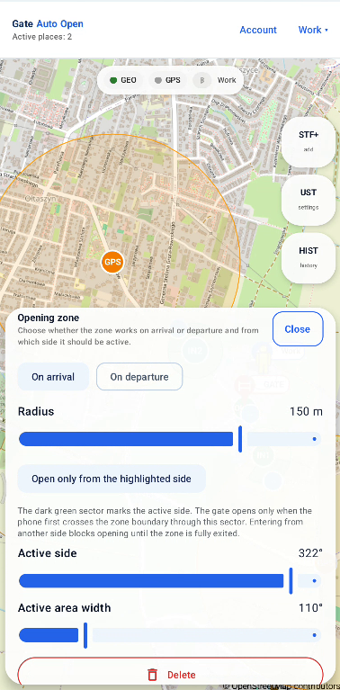 Screenshot: Green opening zone — Arrival