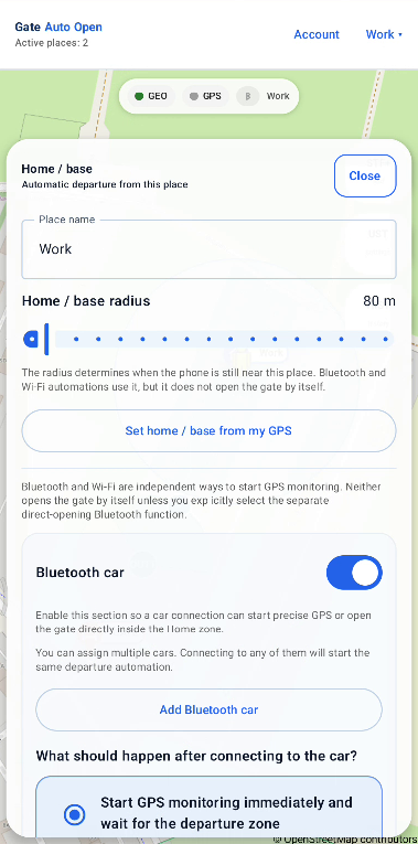 Screenshot: Set Home / base